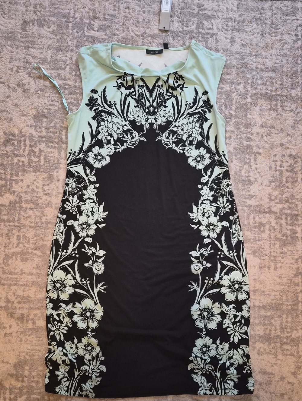 Apt. 9 Black and Mint Floral Sheath Dress